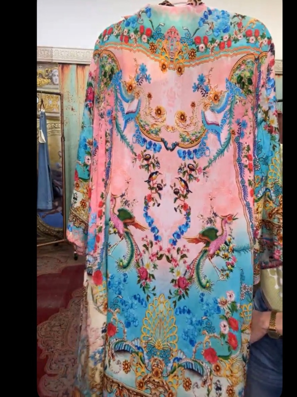 Aratta phoenix kimono Camilla Pink & Turquoise Floral Leopard-Trim Kimono - Picture 3 of 5